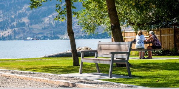Wishbone Rutherford Angled Leg Bench at Lakeshore Park in Vernon BC (1)